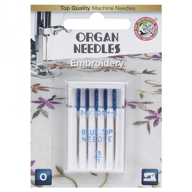 Hovedbilde (23G16) Nål Organ broderi (Blue Tip) 75 5stk