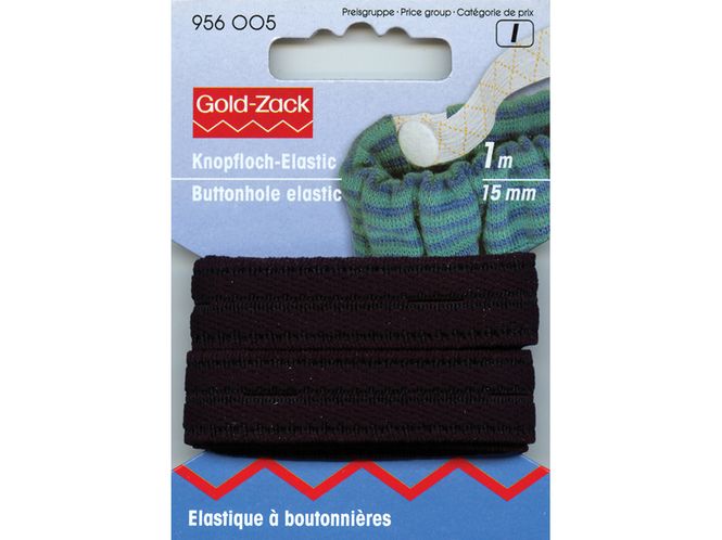 Hovedbilde Prym Knapphullstrikk, Velour, 15mm, 1m Sort, 956005