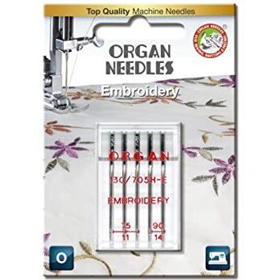 Nåler Organ broderi 75-90, 5 pk