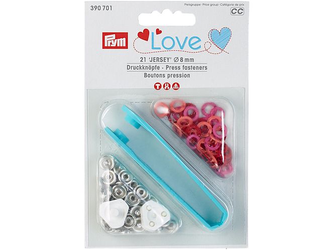 Hovedbilde Prym Love trykknapper jersey rosa orange rød 390701
