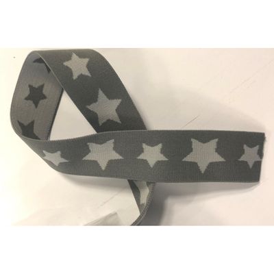 Elastikk med stjerne, 30mm, Grå