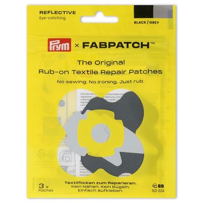 Prym x FabPatch Reparasjonslapp REFLECTIVE - Sort/grå - 3stk
