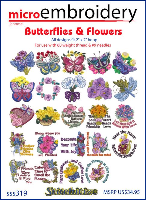 Hovedbilde Stitchitize Butterflies & Flowers MICRO EMBRODIERY