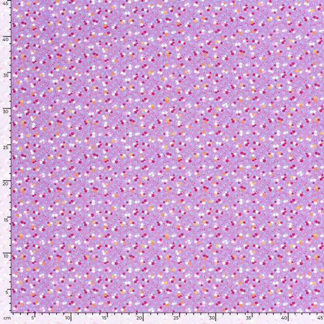Hovedbilde Bomullspoplin, printed flowers, lila