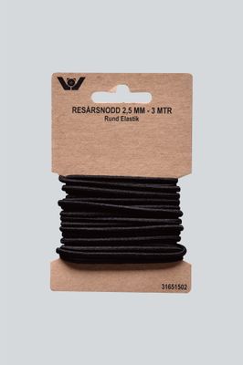 Rundstikk 2,5mm, 3m Sort