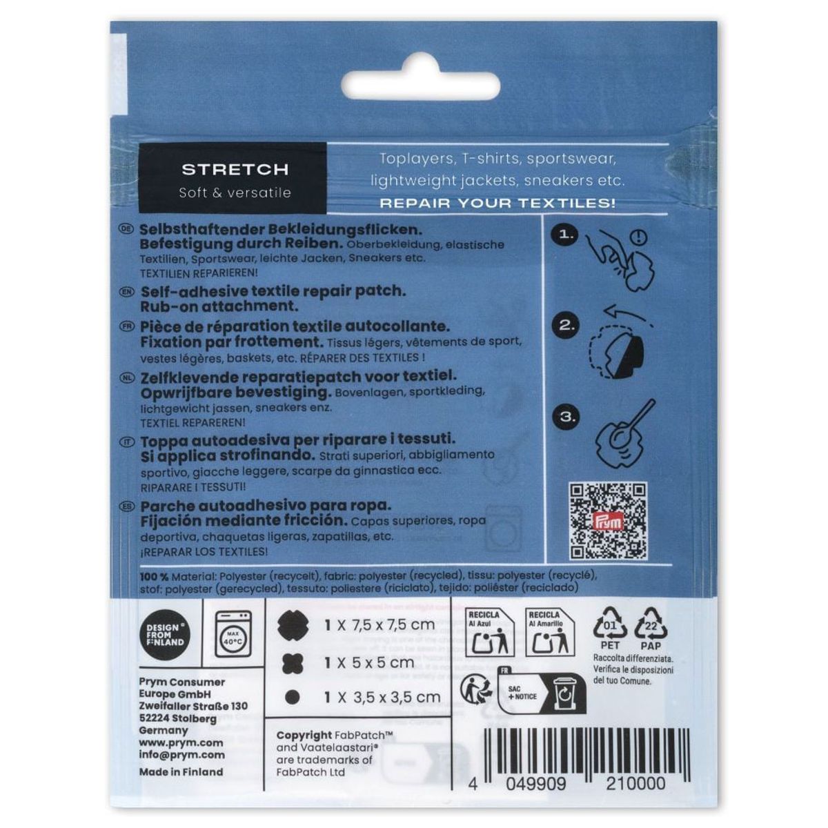 Prym x FabPatch Reparasjonslapp STRETCH - Sort - 3stk