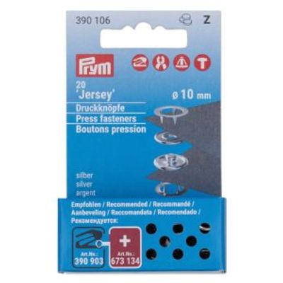 Prym - Refill, Jersey Trykknapper, 10mm, Ring, Sølv, 390106