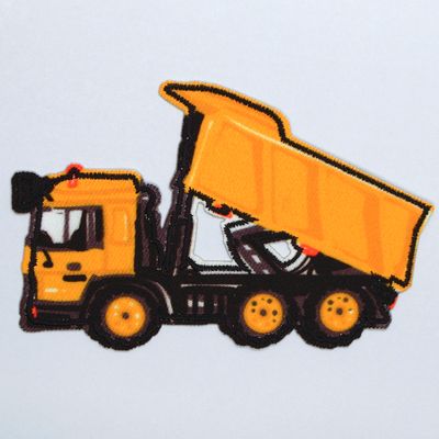 Gul lastebil strykemerke 10x6.5cm